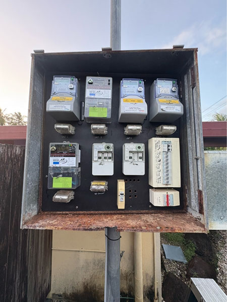Old rusted electrical switchboard in Cairns before emergency upgrade by Allure Energy