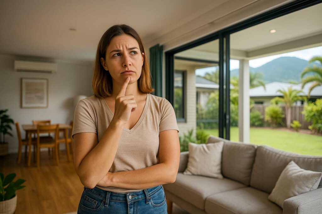 Woman in her Cairns home wondering about electrician costs
