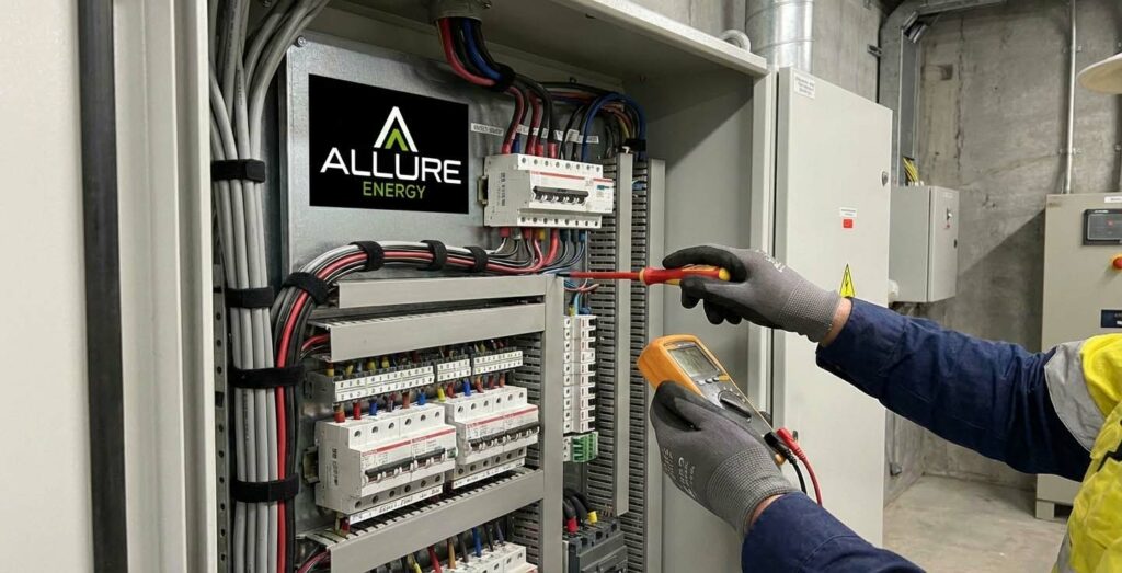 Commercial electrical installation and compliance work performed by a commercial electrician in Cairns from Allure Energy