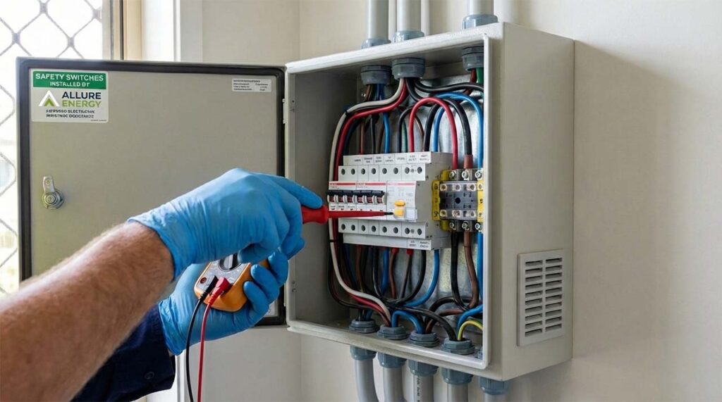 Residential electrical safety inspection performed by a residential electrician in Cairns from Allure Energy