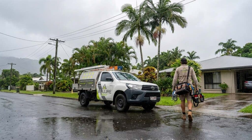 Emergency electrician responding to storm-related electrical damage in Cairns City