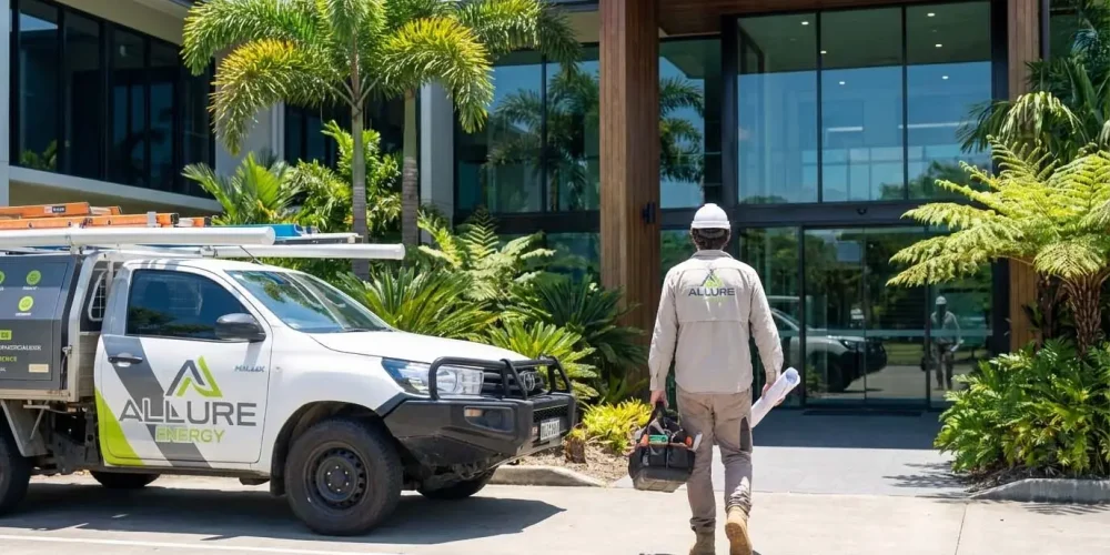 Commercial electrical contractor in Cairns from Allure Energy attending a business electrical project